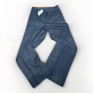 NWT J.Crew Dark Plaid Sz 2 Wool Pants Women's Slim Straight Workwear (sm holes)